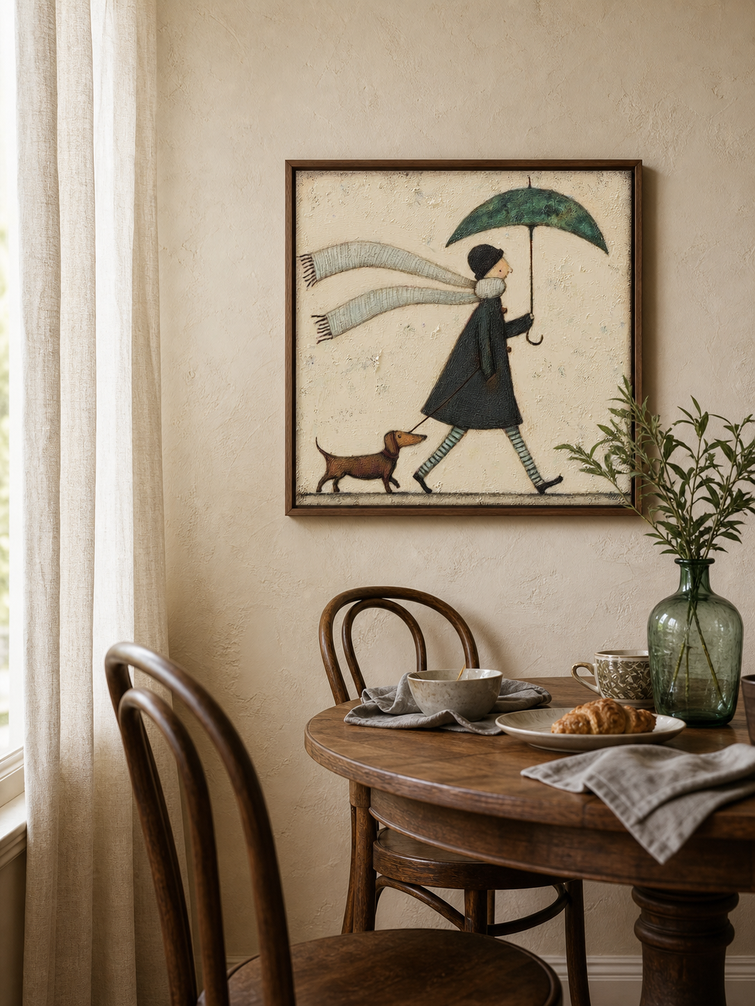 Breezy Walk Dachshund Whimsical Oil Painting