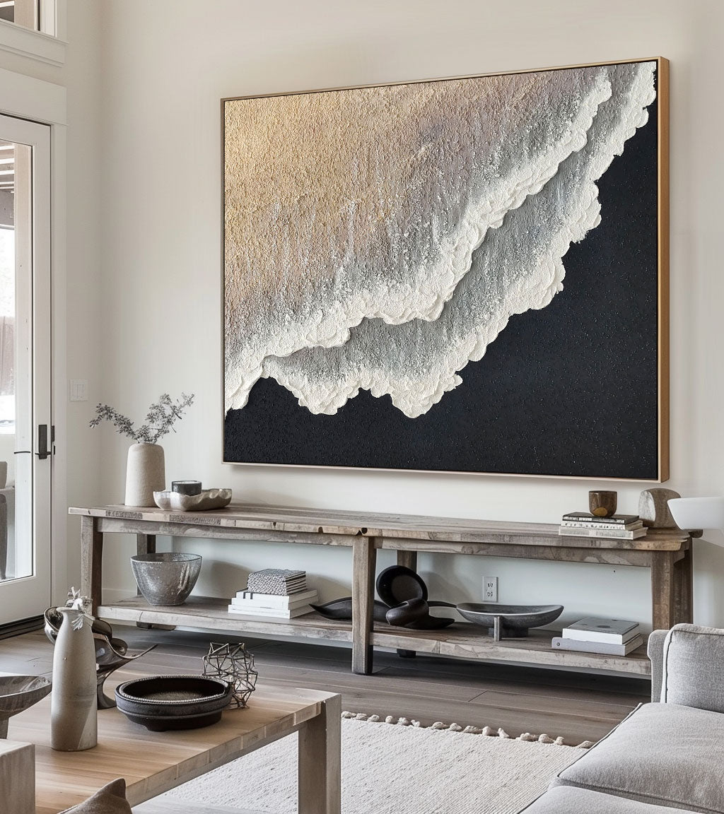 Tidal Edge Textured Ocean Abstract Oil Painting