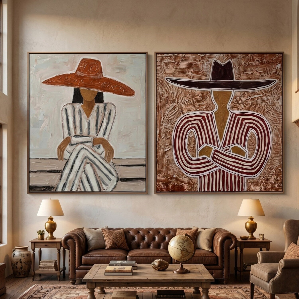 Duet in Ochre Women Portrait Oil Painting Set