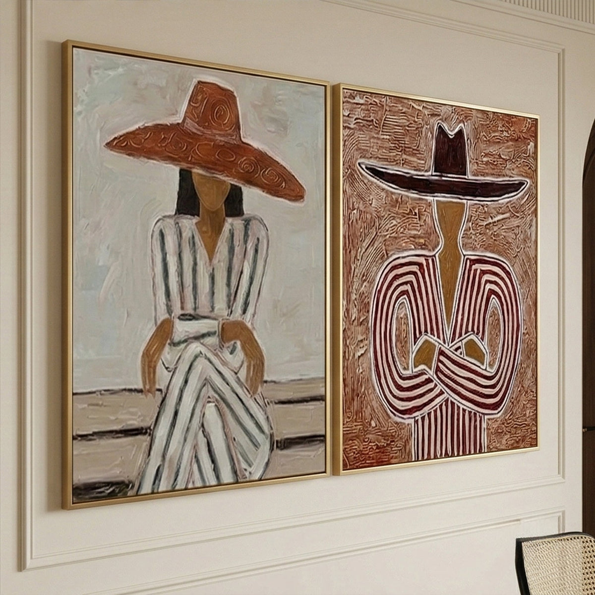 Duet in Ochre Women Portrait Oil Painting Set