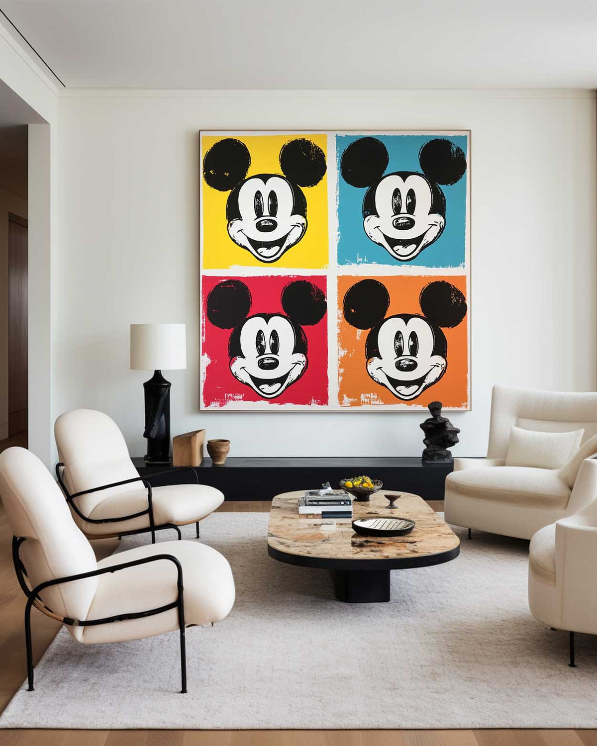 Warhol-Inspired Four-Panel Colorful Oil Painting