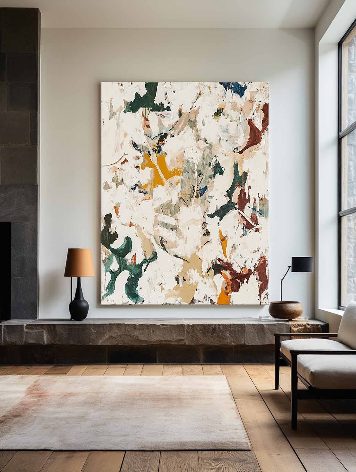 Neutral Abstract Oil Painting Textured Organic