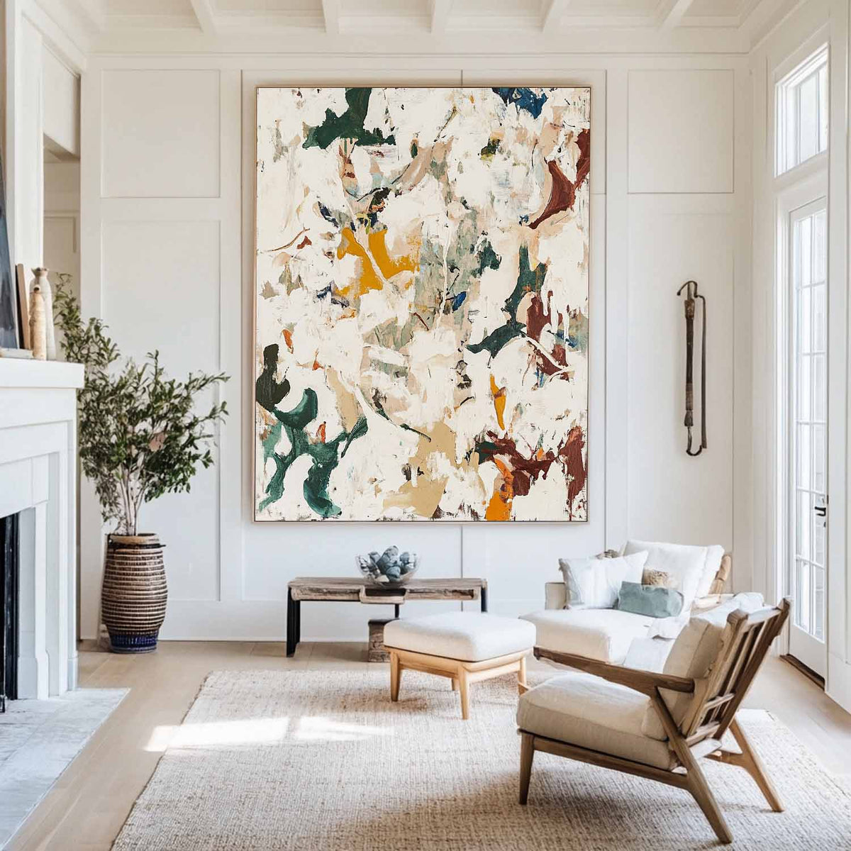 Neutral Abstract Oil Painting Textured Organic