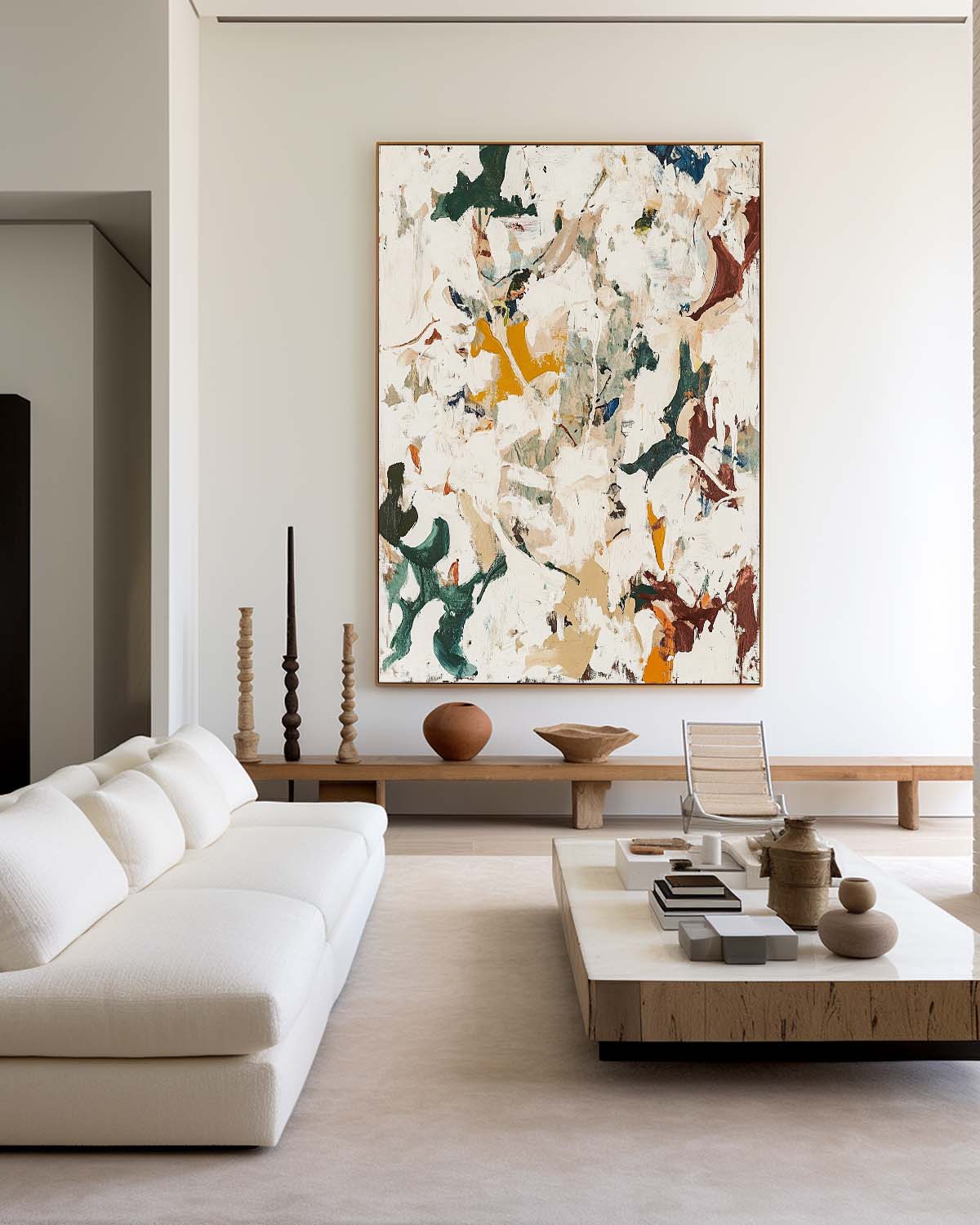 Neutral Abstract Oil Painting Textured Organic