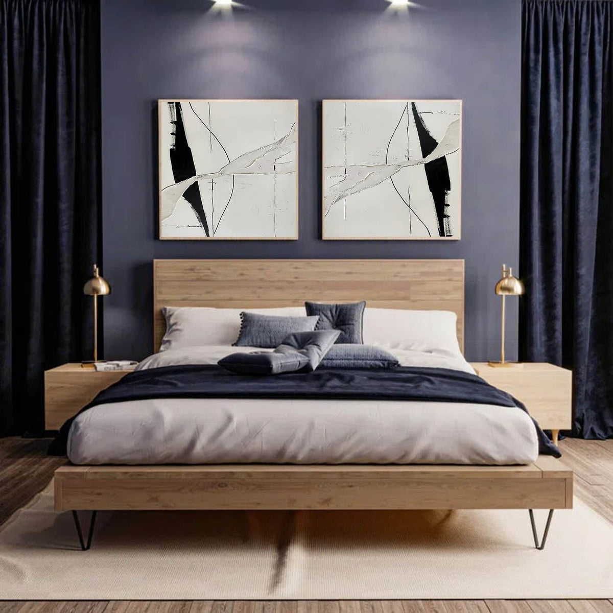 Tactile Two-Piece Monochrome Oil Painting White