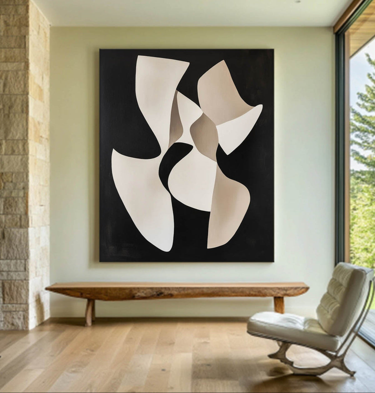 Black and Neutral Beige Oil Painting