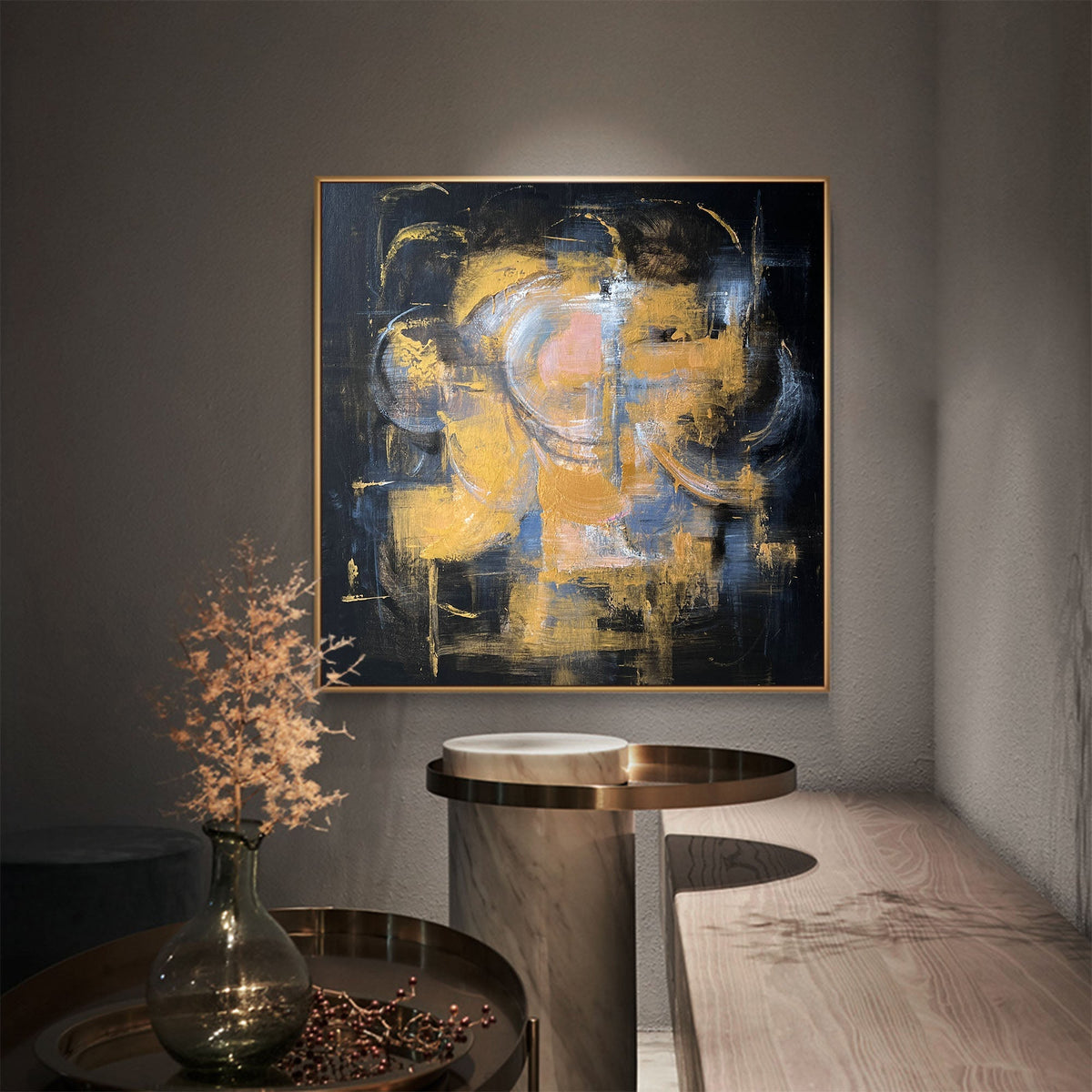 Midnight Gold Abstract Painting