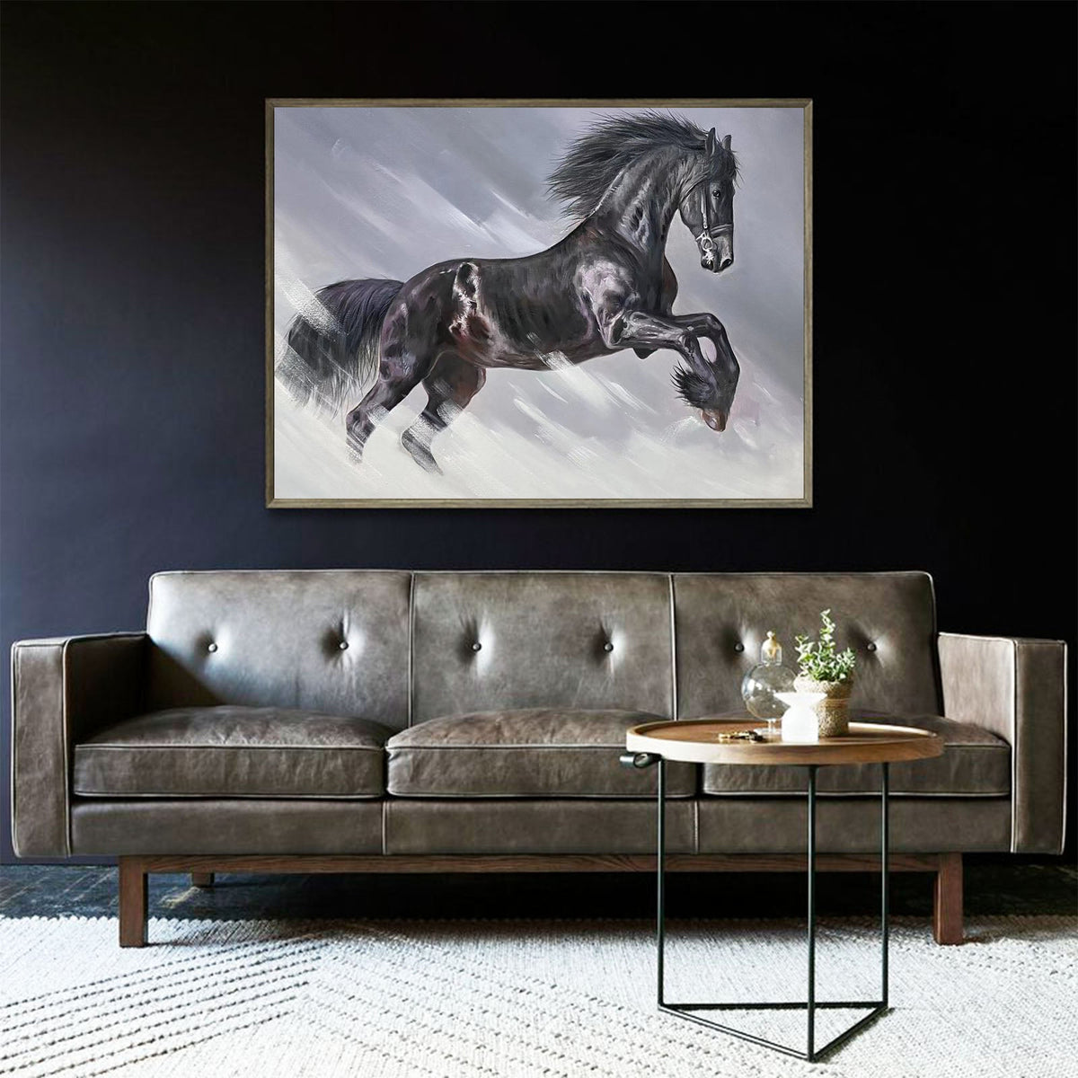 Dynamic Galloping Equine Animal Unstretched Linen Canvas Wall Art