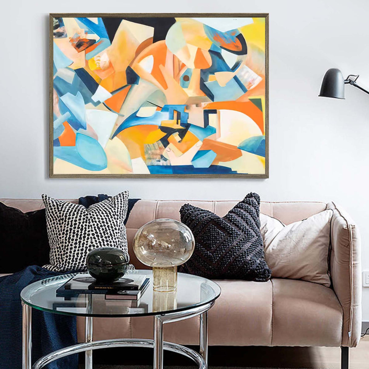 Cubist-Inspired Painting Blue Orange