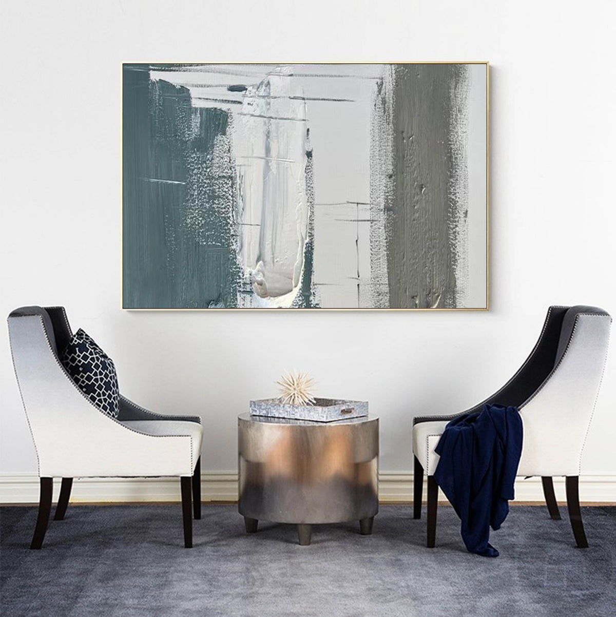 Wall Art Abstract Blue Gray Painting