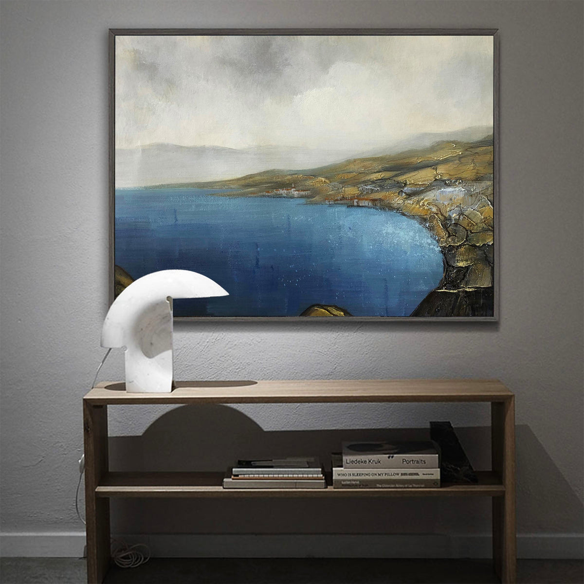 Vintage Seascape Landscape Abstract Unstretched Linen Canvas Wall Art