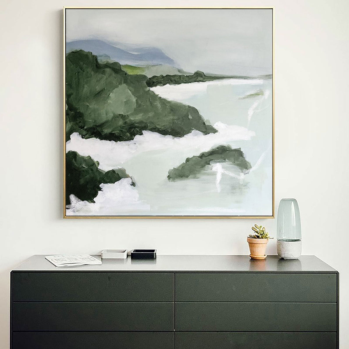 Coastal Green Landscape Oil Painting