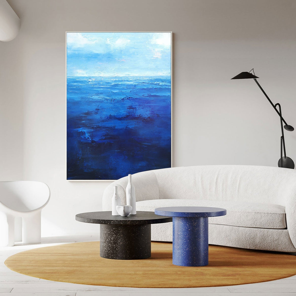 Deep Blue Seascape Oil Painting Vertical Wall Art
