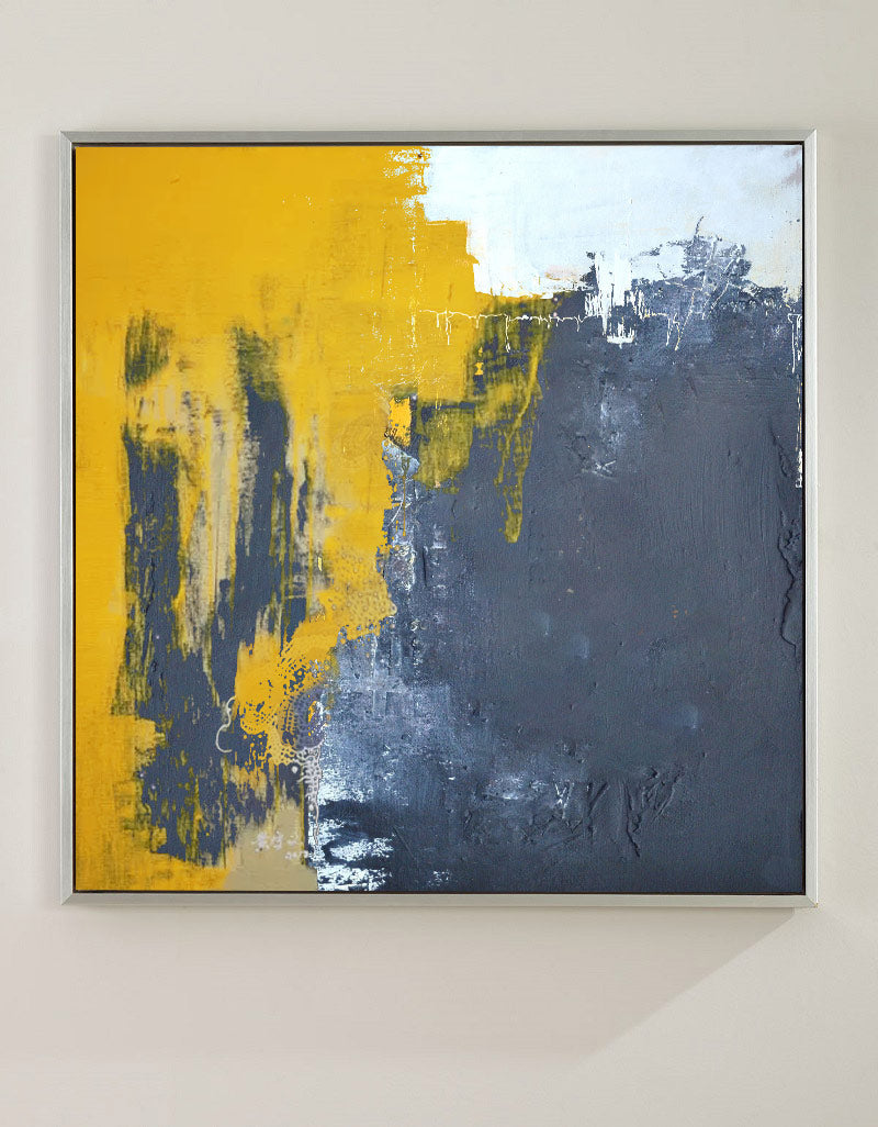Yellow And Gray Abstract Art