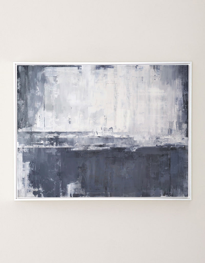 Gray White Minimalist Abstract Oil Painting