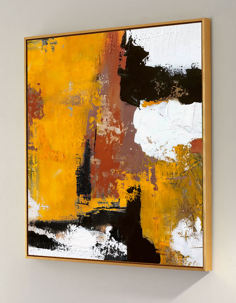 Vibrant Warm‑Tone Abstract Bold Brushstroke Heavy Impasto Textured Artwork