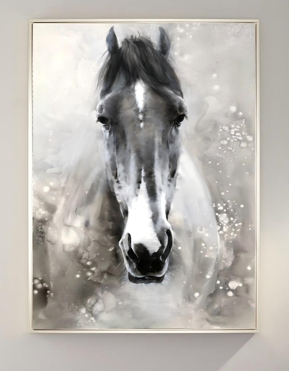 Monochrome Horse Portrait Painting