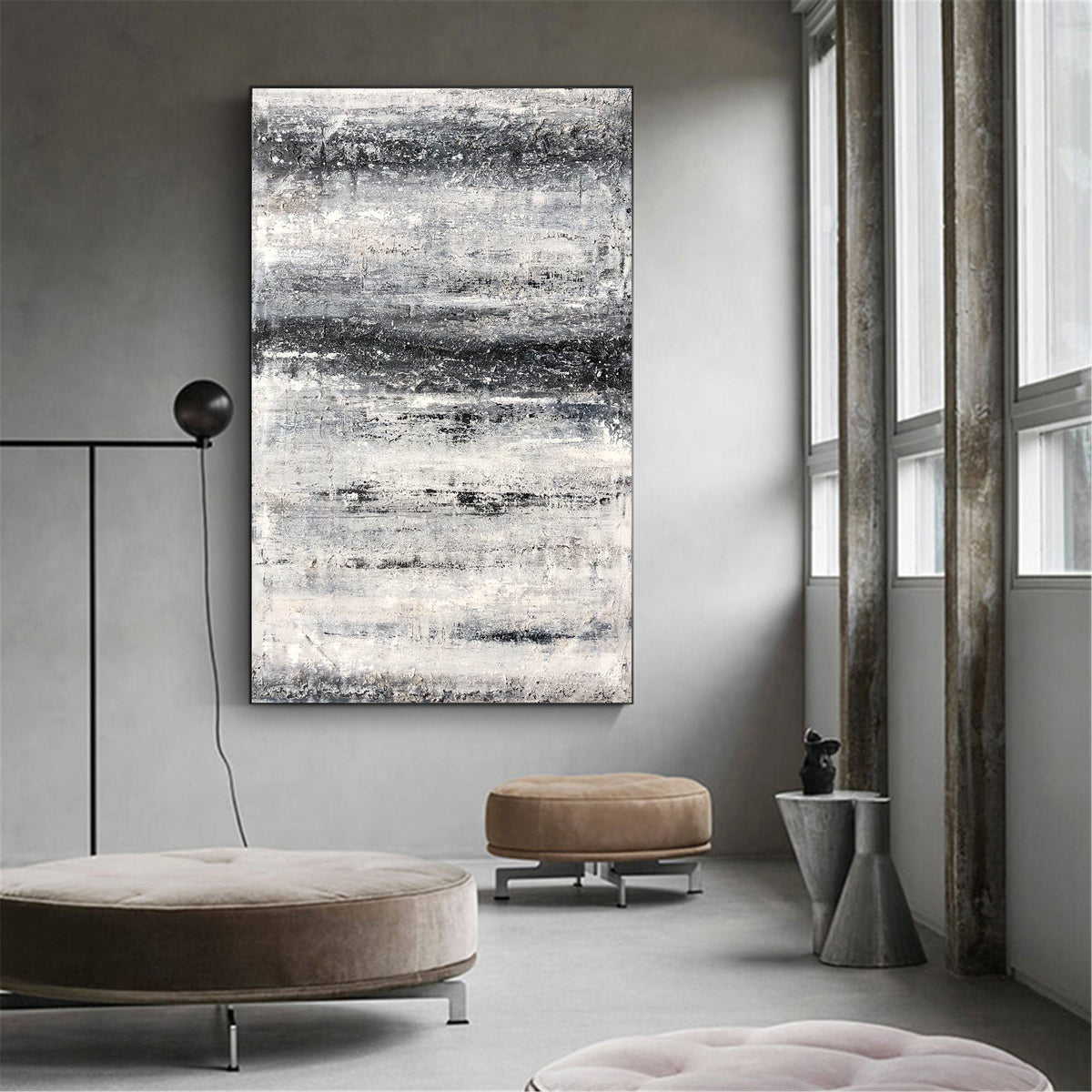 Monochrome Horizon Abstract Oil Painting