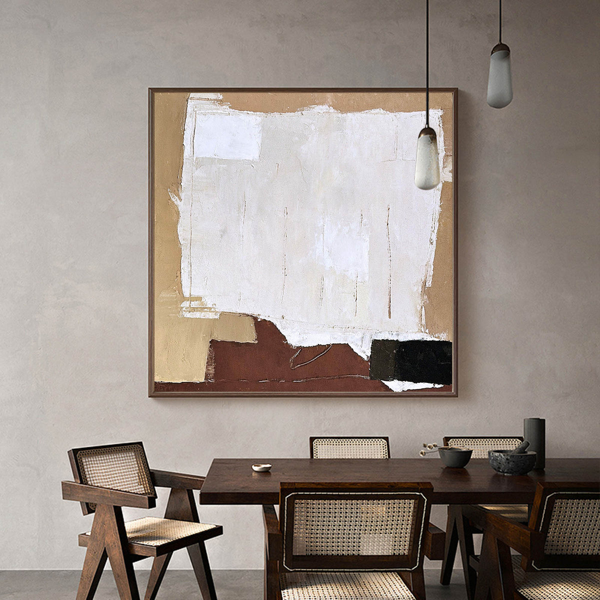 Earthy Minimalist Abstract Painting Square