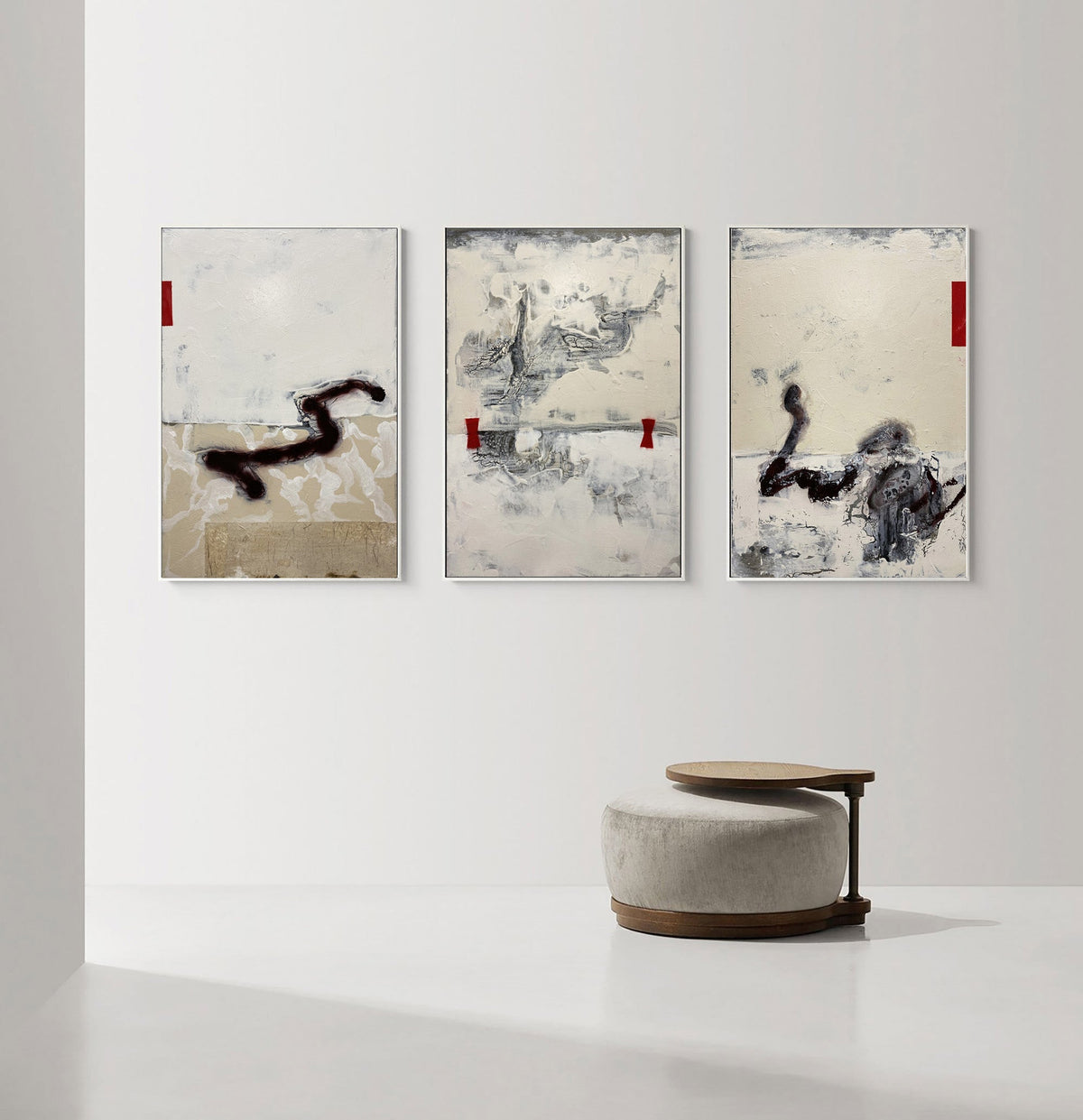 Neutral Abstract Triptych Wall Art Set