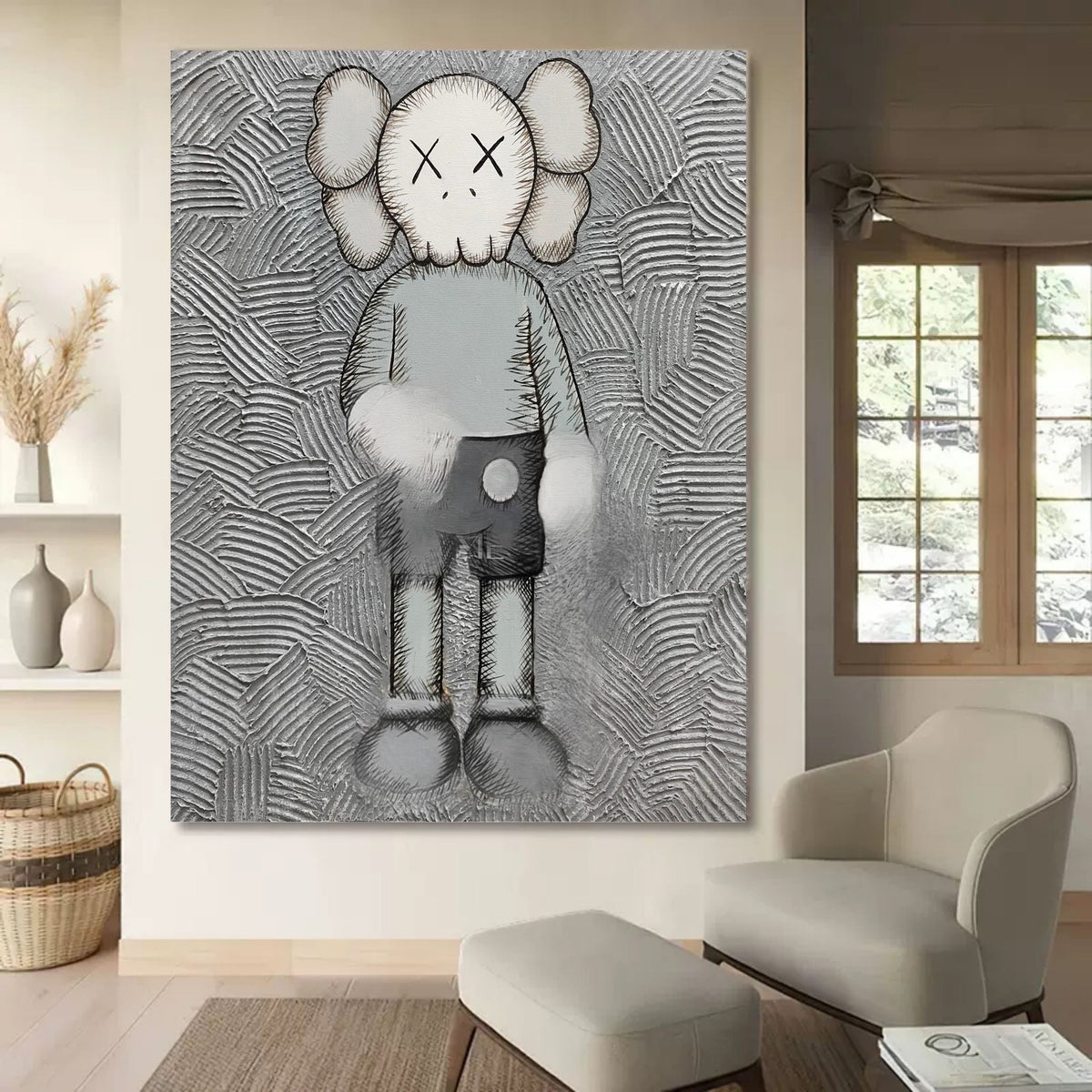 Kaws Companion with Pink Doll Pop Art Painting - Neutralighting