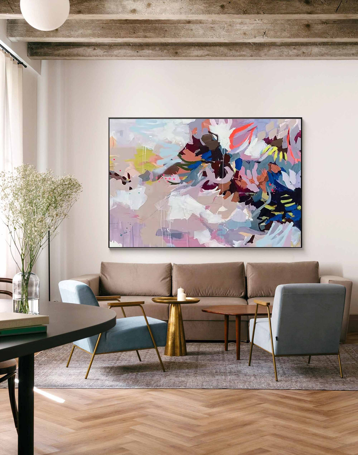 Contemporary Floral Painting Soft Pastel Bold