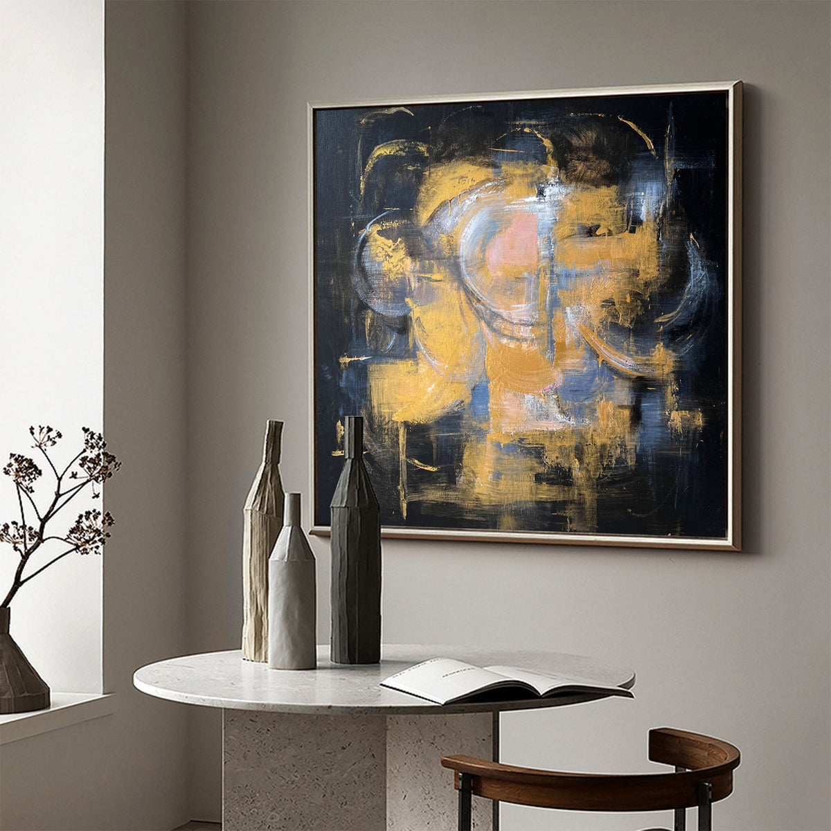Midnight Gold Abstract Painting