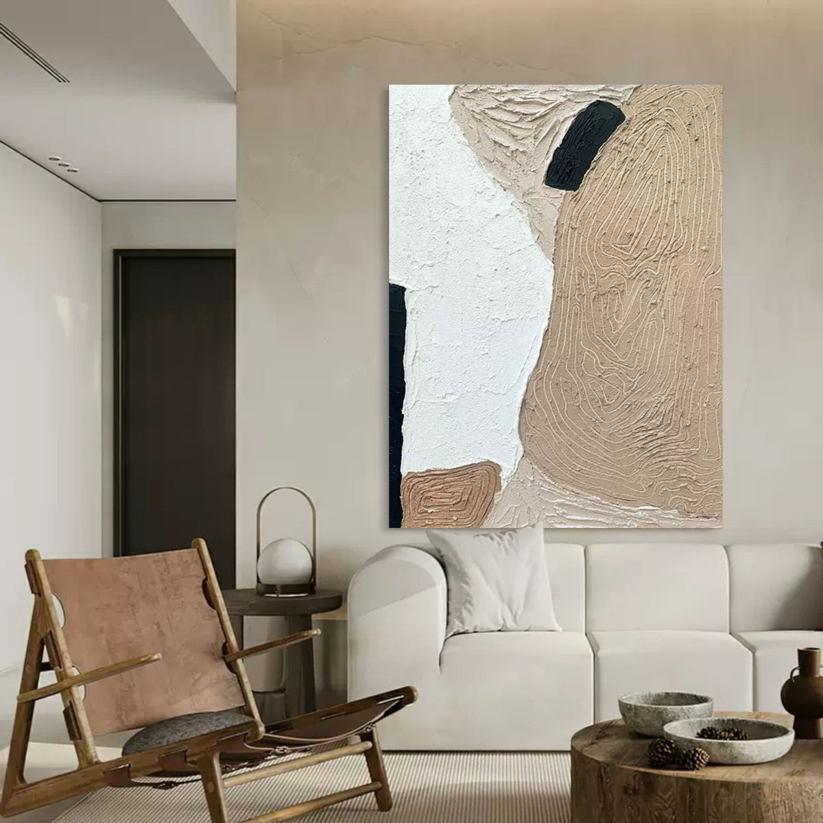 Wabi-Sabi Abstract Landscape Bas-Relief Painting