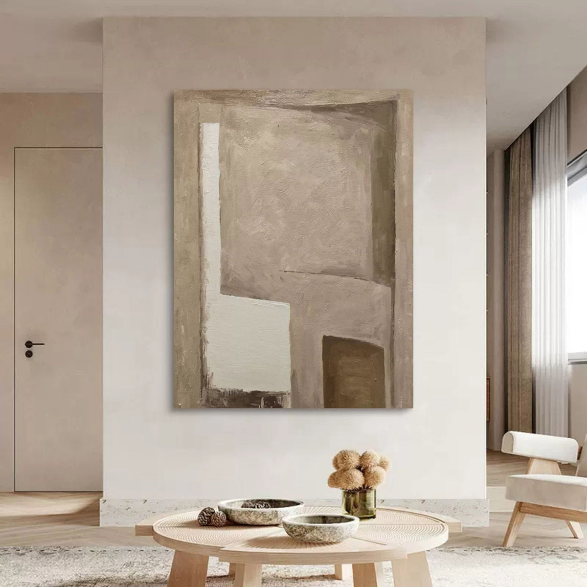 Wall Art Geometric Blocks Wabi-Sabi Warm Linen