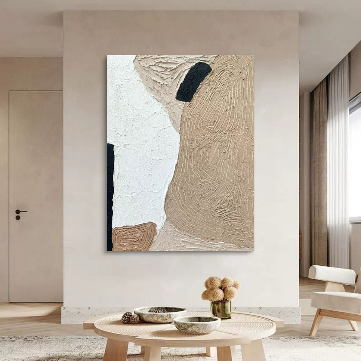 Wabi-Sabi Abstract Landscape Bas-Relief Painting