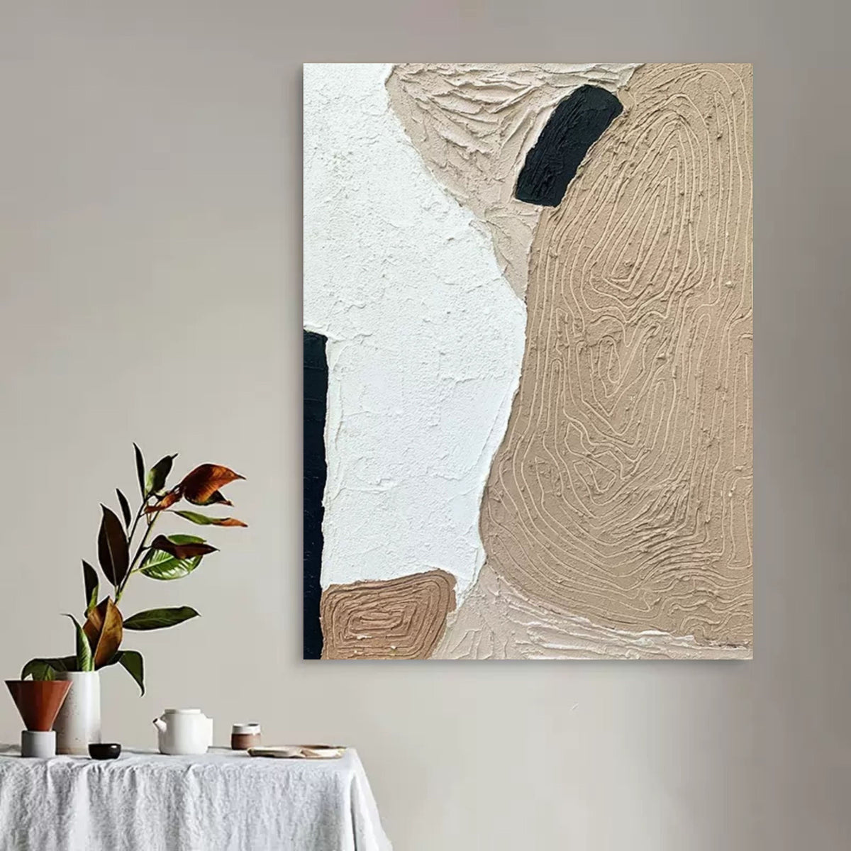 Wabi-Sabi Abstract Landscape Bas-Relief Painting