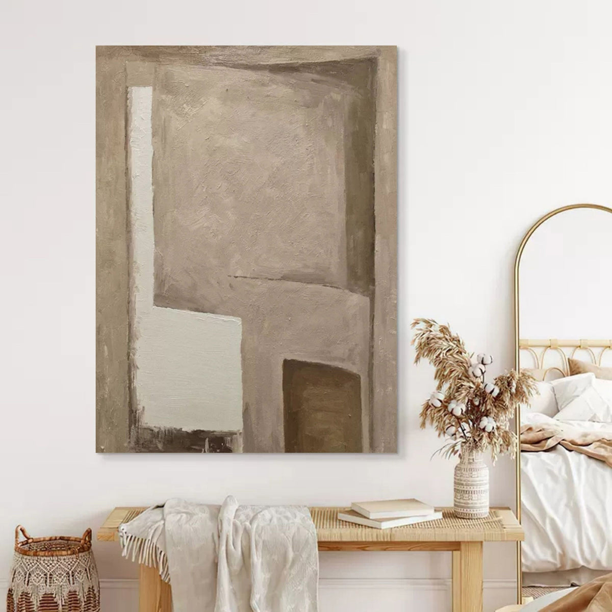 Wall Art Geometric Blocks Wabi-Sabi Warm Linen