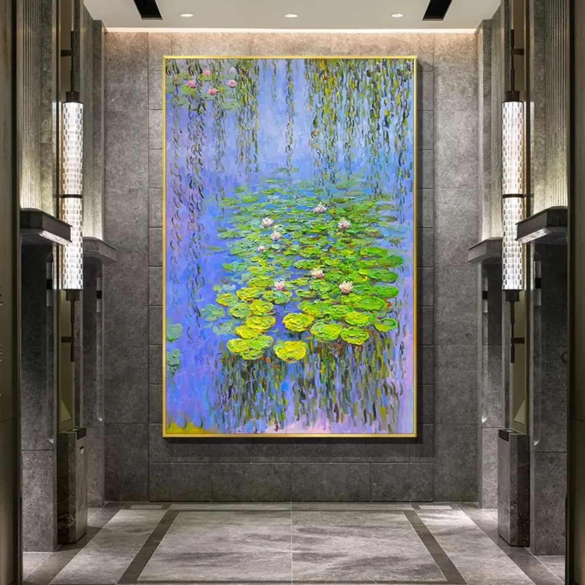Water Lilies Painting Impressionist Floral Wall Art