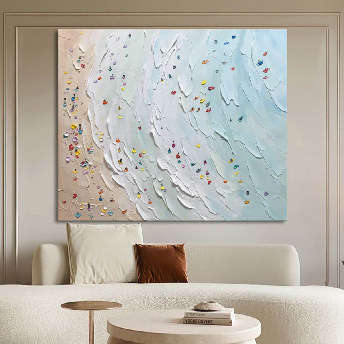 Beach Wave with Confetti Impasto Painting