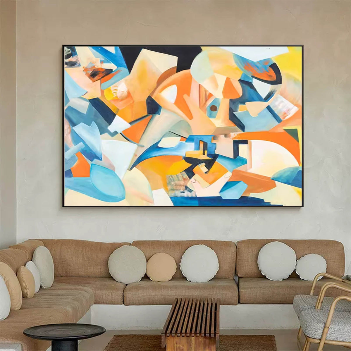Cubist-Inspired Painting Blue Orange
