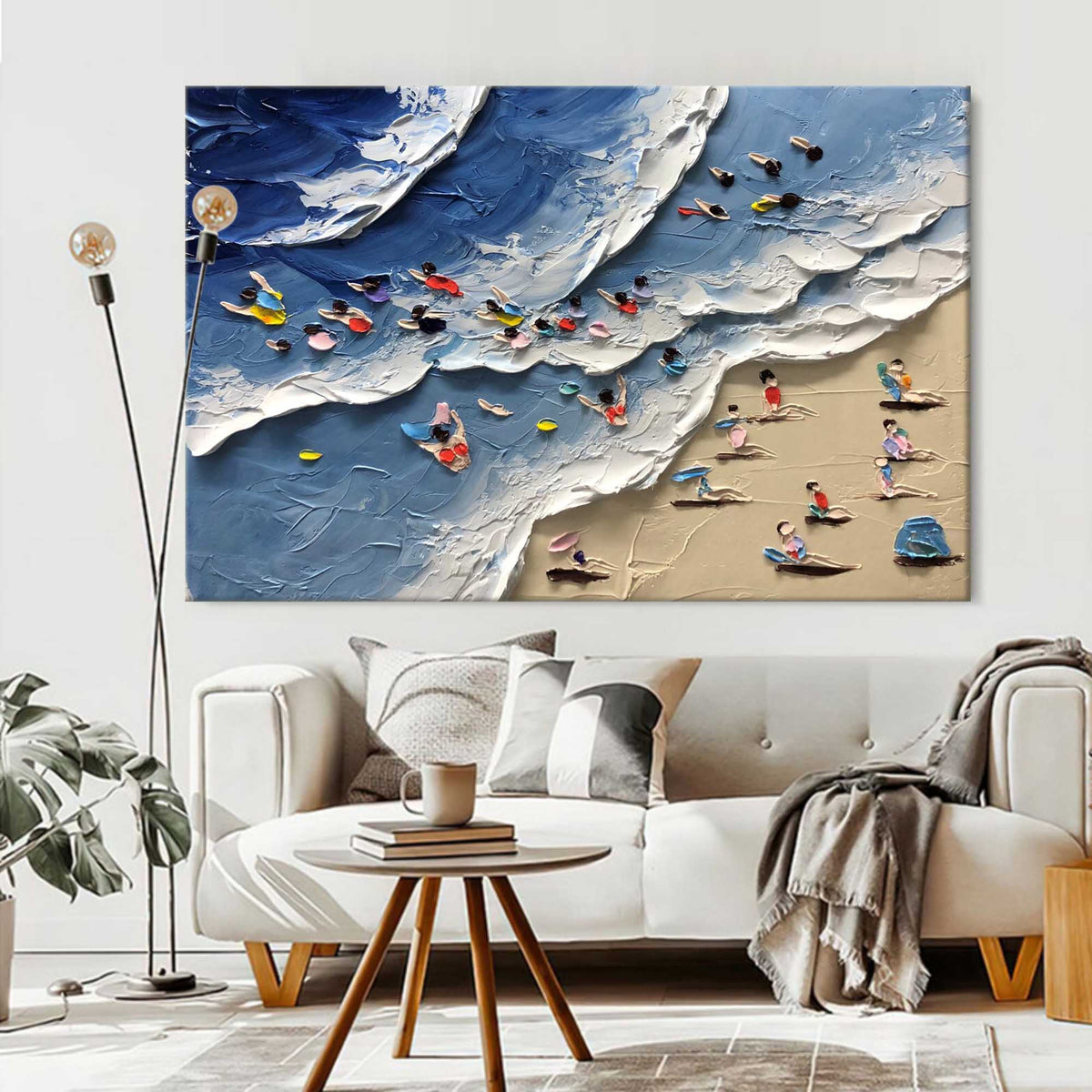 Aerial Beach Day Impasto Painting