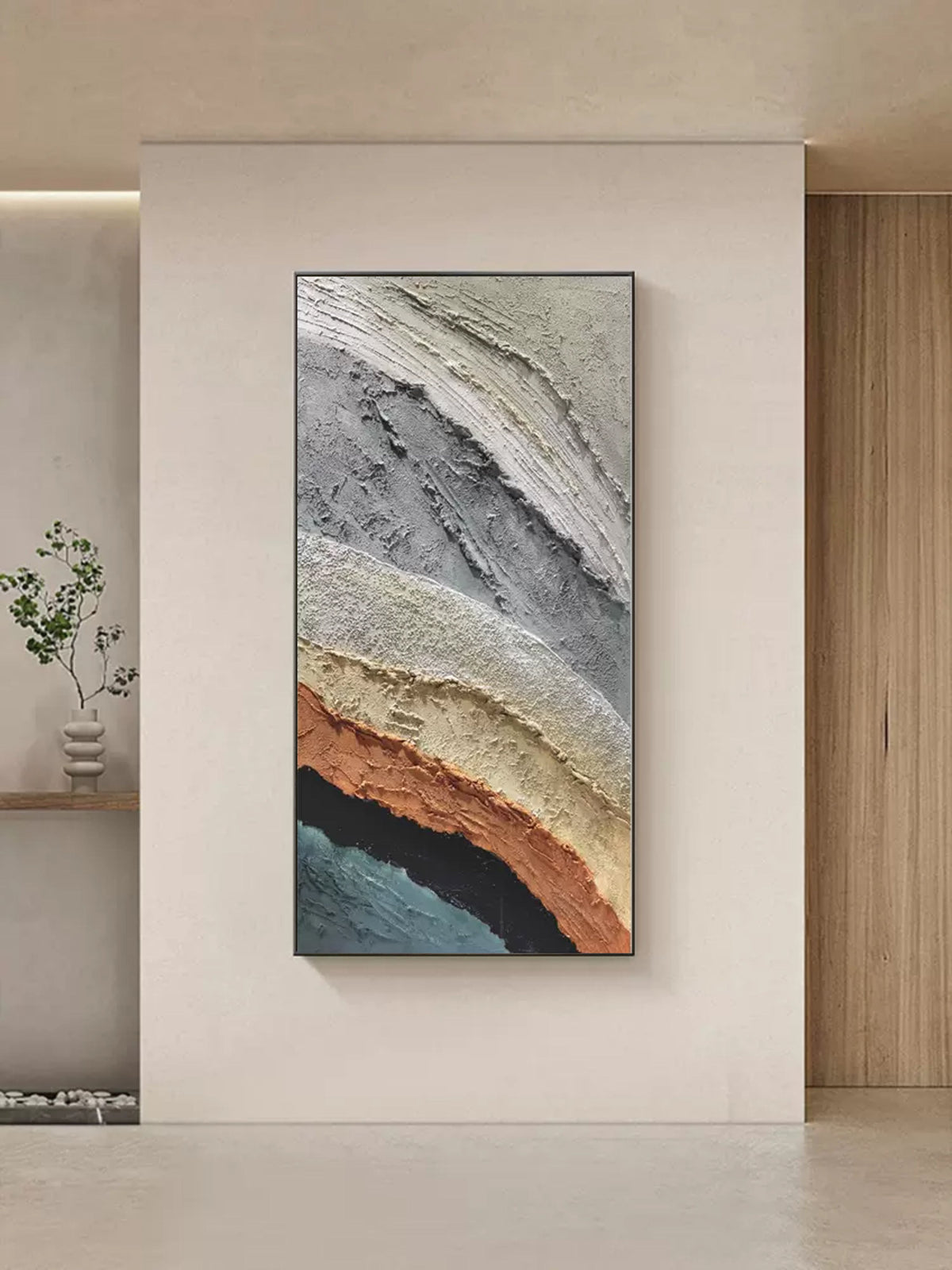 Textured Earth Tone Wave Oil Painting