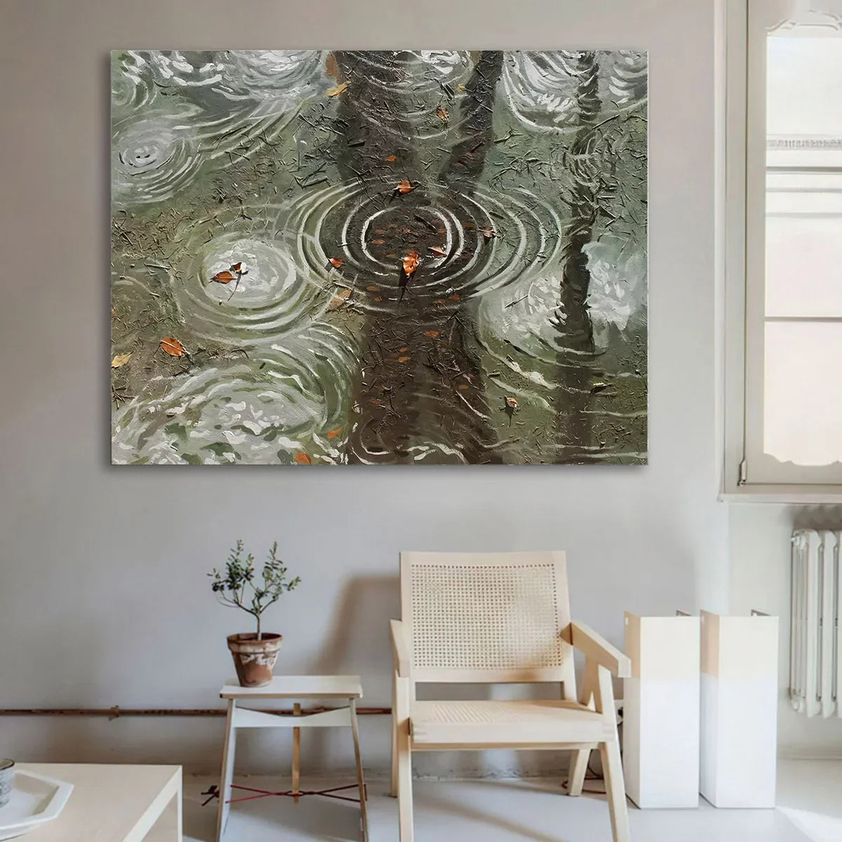 Raindrops on Water Impasto Painting
