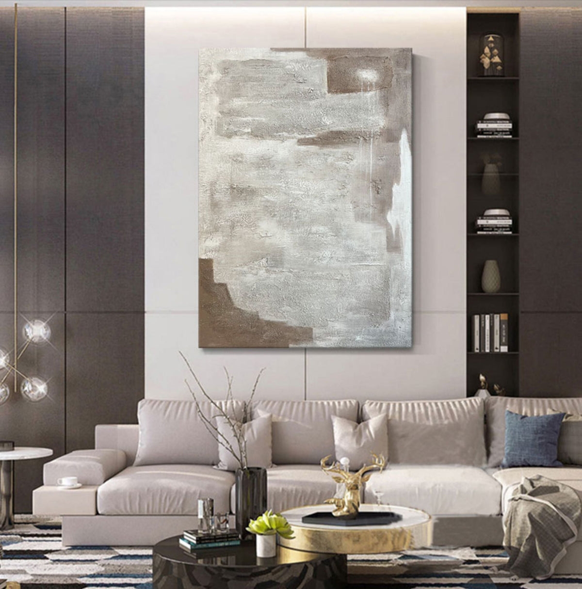 Neutral Tone Textured Oil Painting Wabi Sabi Wall Art