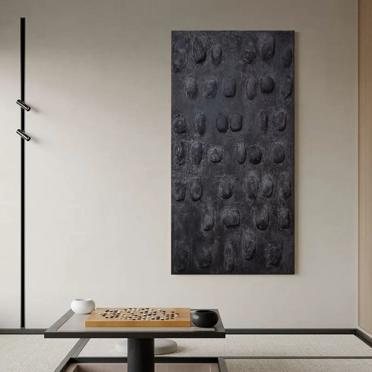 Wall Art Monochrome Pebble Bas-Relief Oil Painting