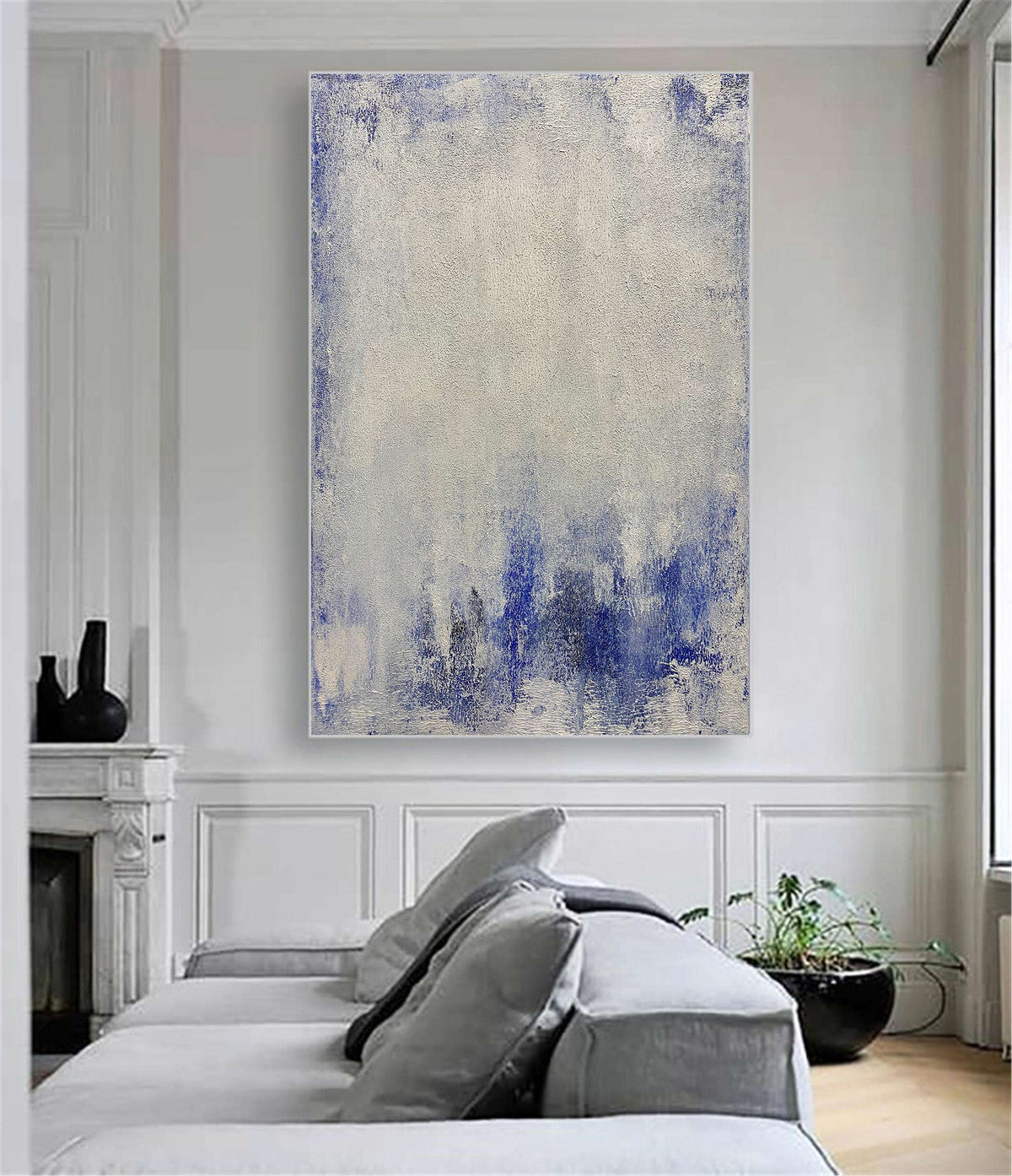 Blue White Minimalist Painting