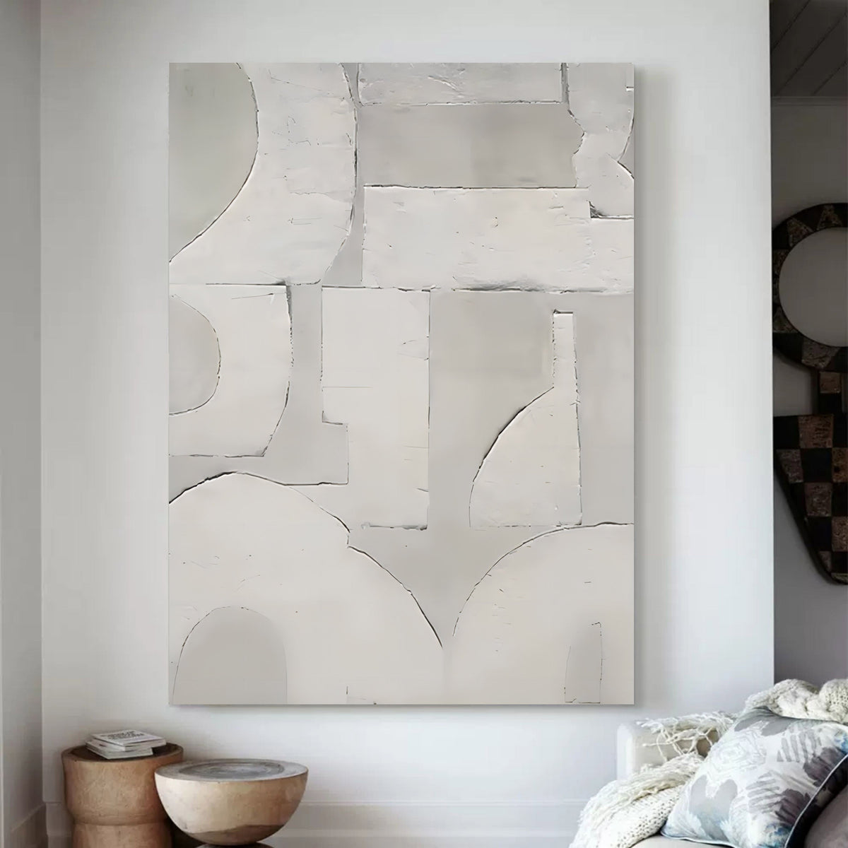 Wabi-Sabi Wall Art Neutral Tone Geometric Painting