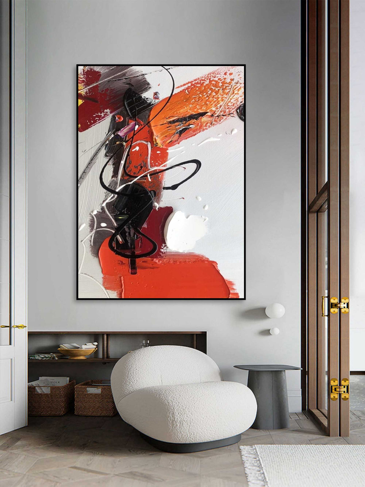 Colorful Vibrant Abstract Painting Red Orange