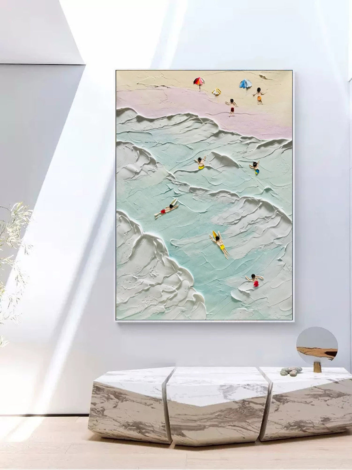 Aerial Beach Scene 3D Impasto Painting