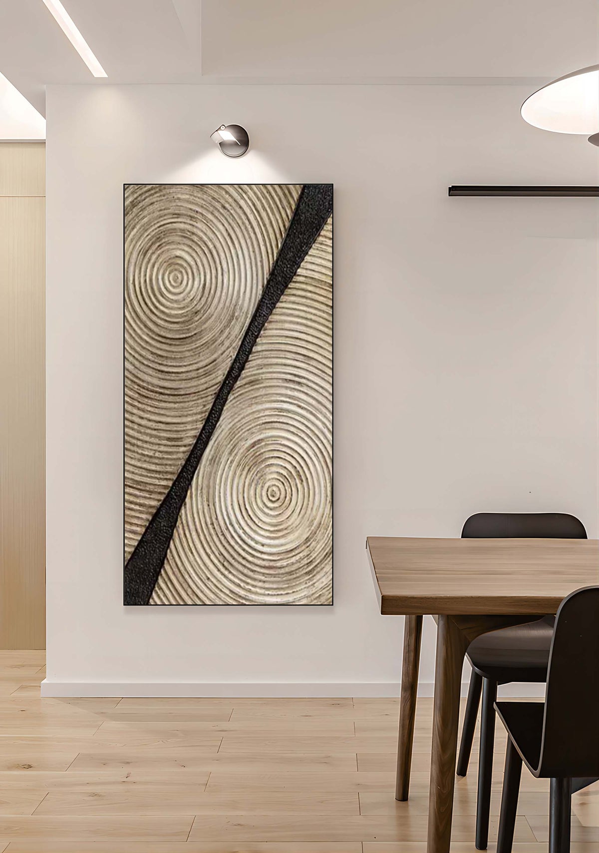 Neutral Wood Grain Textured Vertical Painting