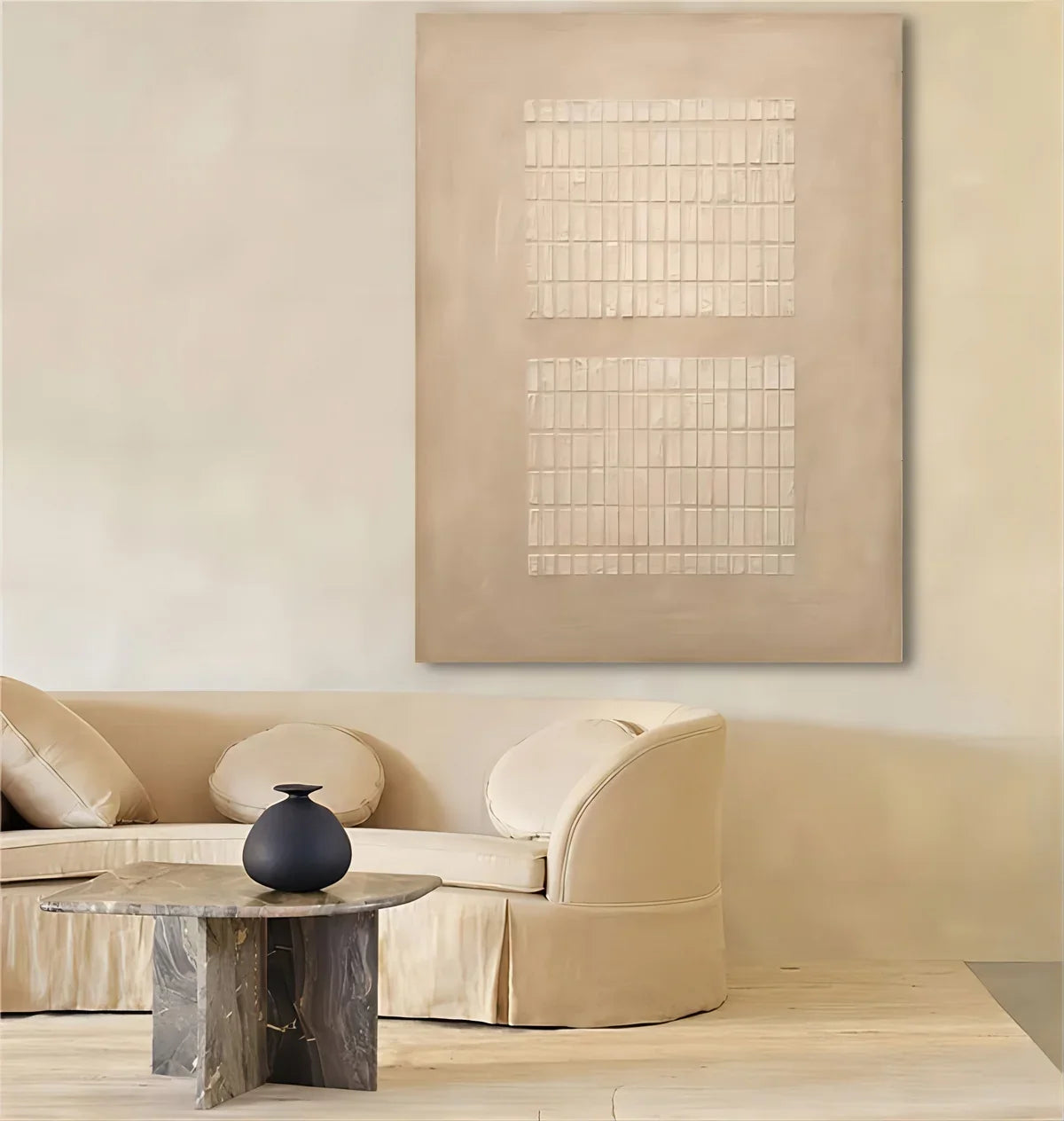 Wabi-Sabi Dual Grid Bas-Relief Painting