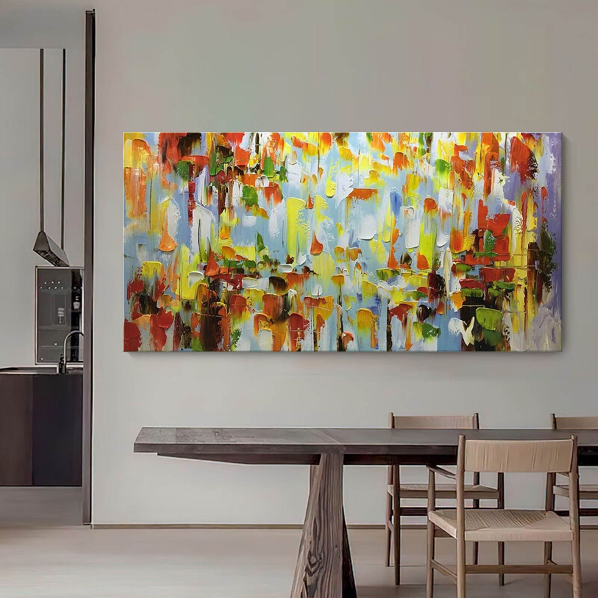 Wall Art Colorful Abstraction Dappled Linen Canvas