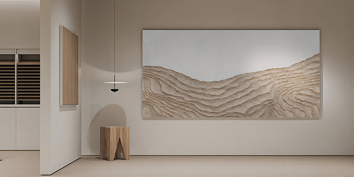 Wabi-Sabi Textured Mountain Range Painting