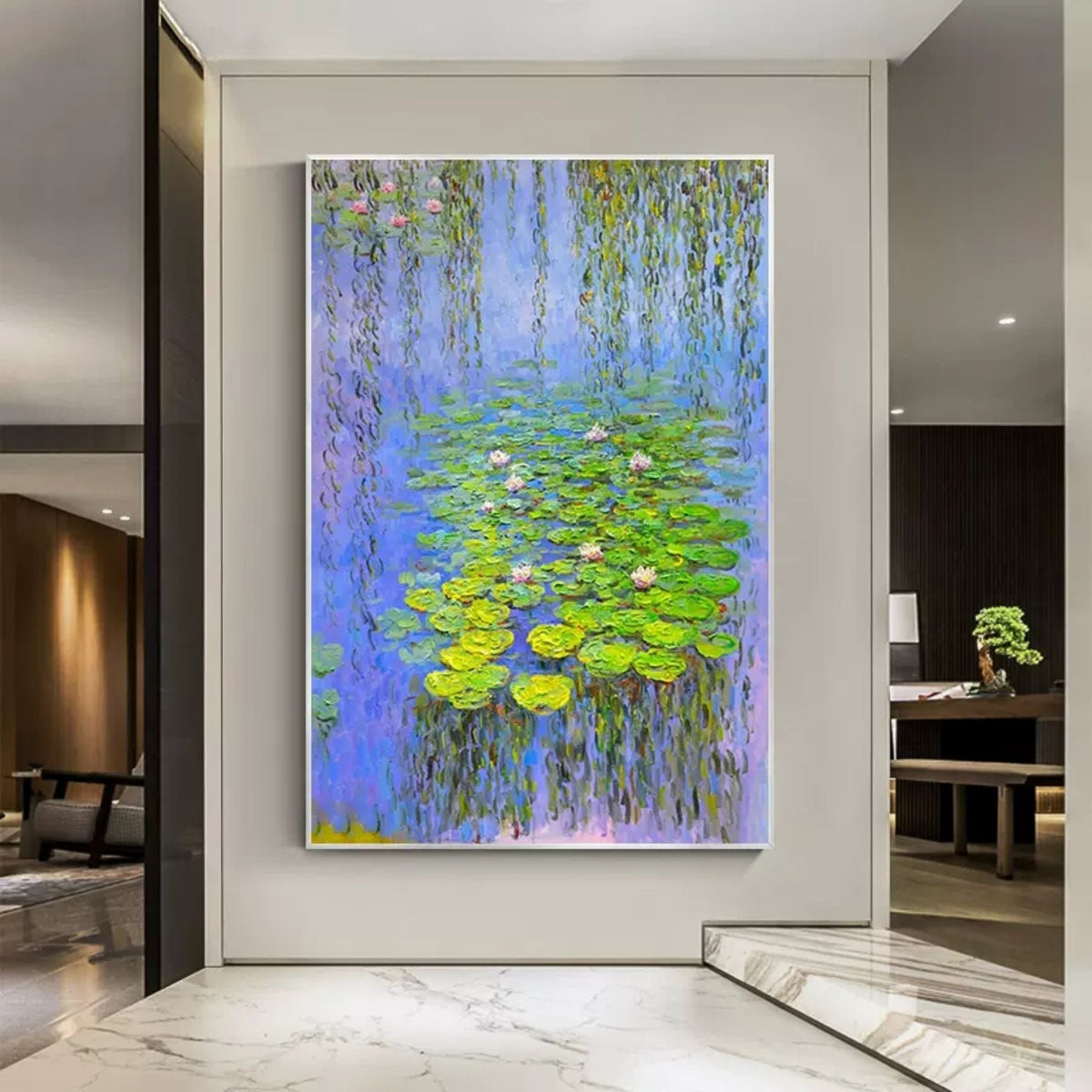 Water Lilies Painting Impressionist Floral Wall Art