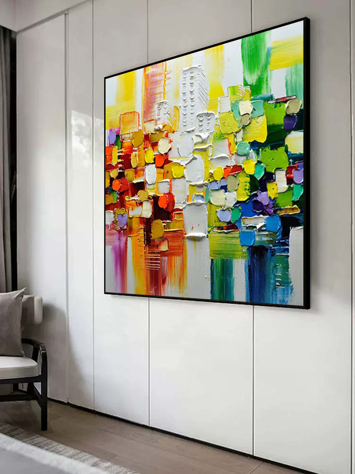 Vibrant Abstract Cityscape Oil Painting